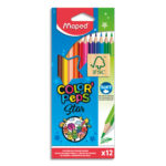 MAPED Color'Peps Cardboard Packs - 12 Crayons de couleur certifiés FSC