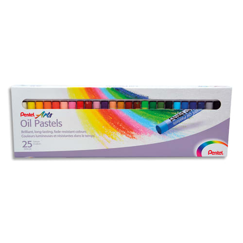043012_d1-1.jpg PENTEL Boîte de 25 pastels à l'huile diamètre 8 mm, couleurs assorties – Image 1