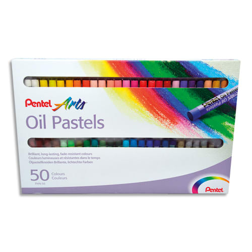 043020_d1-1.jpg PENTEL Boîte de 50 pastels à l'huile diamètre 8 mm, couleurs assorties – Image 1