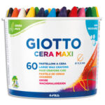 GIOTTO Pot de 60 craies à la cire maxi, diamètre 11,5 mm