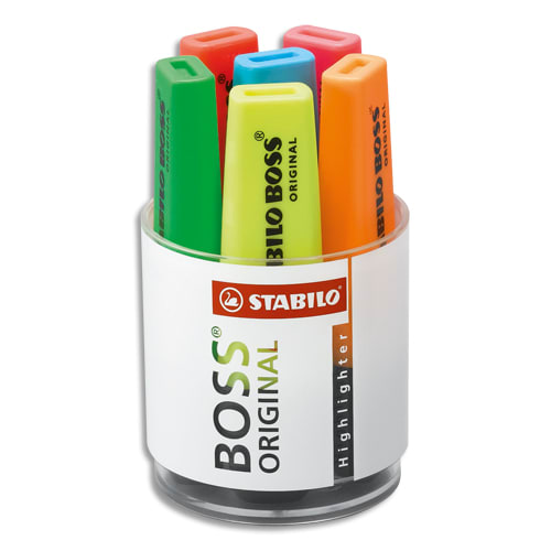 047577_d1.jpg STABILO BOSS ORIGINAL surligneur pointe biseautée - Pot de 6 surligneurs fluo - Coloris assortis – Image 1