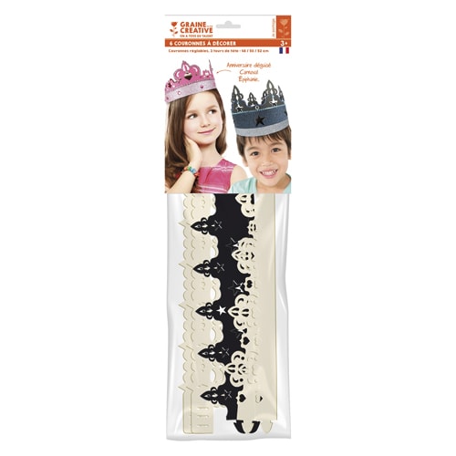 050955_d1-1.jpg GRAINE CREATIVE Lot de 6 couronnes en papier à décorer, modèles et couleurs assortis – Image 1