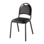 Chaise de collectivité Elite en vinyle Noir, piètement en acier époxy Noir. Empilable