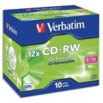 VERBATIM Boîte de 10 CD-RW 80mn high speed