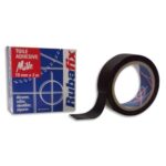 RUBAFIX Toile adhésive MILLE, plastifiée et imperméable, rouleau de 19mmx 3m Noir