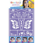 GRIM TOUT Lot de 4 pochoirs maquillage thème pirate, chevalier, jungle, chat et papillon, conte de fées