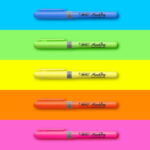 BIC Highlighter Grip Surligneurs Pointe Biseautée - Couleurs Fluo Assorties, Etui Carton de 5 – Image 4