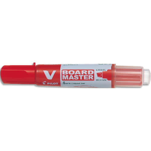 075252_d1.jpg PILOT Marqueur effaçable à sec rechargeable VBOARD MASTER. Pointe biseautée moyenne. Encre liquide rouge – Image 1