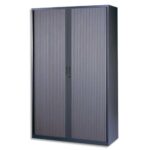 MT INTERNATIONAL Armoire haute monobloc éco Corps et Rideau anthracite - Dimensions L120 x H198 x P43 cm