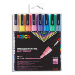 POSCA Pochette de 8 marqueurs peinture. Pointe fine de 0,9 à 1,8 mm (PC3M). Couleurs assorties