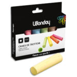 WONDAY Boîte de 6 craies marelle rondes longueur 10 cm, diamètre 25 mm assorties