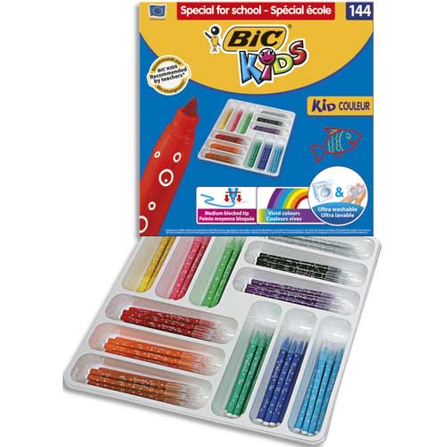 106073_d1-1.jpg BIC KIDS Kid Couleur Feutres de Coloriage à Pointe Moyenne - Couleurs Assorties, Classpack de 144 – Image 1