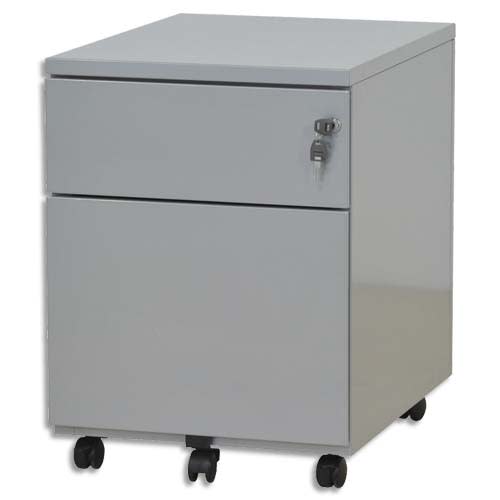 126414_d1-1.jpg PIERRE HENRY Caisson mobile 2 tiroirs dont 1 pour dossiers suspendus L41,7 x H56,5 x P54,1 cm Gris perle – Image 1