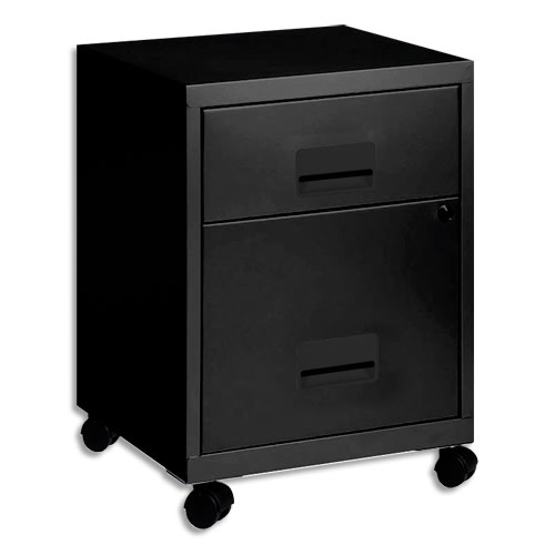 126488_d1-1.jpg PIERRE HENRY Caisson Combi mobile 2 tiroirs dont 1 pour dossiers suspendus L40 x H57 x P40 cm Noir – Image 1