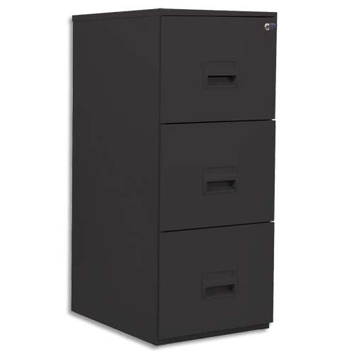 126585_d1-1.jpg PIERRE HENRY Classeur DS 3 tiroirs Noir, poignée porte-étiquette, centralisée, L 41,8 x H99,2 x P54,1 cm – Image 1