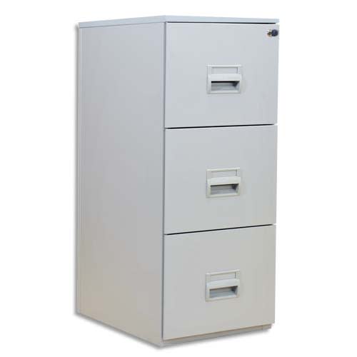 126600_d1-1.jpg PIERRE HENRY Classeur DS 3 tiroirs Gris, poignée porte-étiquette, centralisée, L 41,8 x H99,2 x P54,1 cm – Image 1