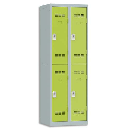 126682_d1-1.jpg PIERRE HENRY Vestiaire 2 Cases + 2 Colonnes - Dimensions : L60 x H180 x P50 cm Gris perle anis – Image 1