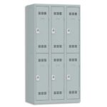 PIERRE HENRY Vestiaire 2 Cases + 3 Colonnes - Dimensions : L90 x H180 x P50 cm Gris perle