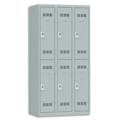 126701_d1-1.jpg PIERRE HENRY Vestiaire 2 Cases + 3 Colonnes - Dimensions : L90 x H180 x P50 cm Gris perle – Image 1