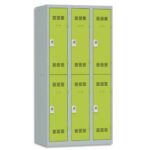 PIERRE HENRY Vestiaire 2 Cases + 3 Colonnes - Dimensions : L90 x H180 x P50 cm Gris perle anis