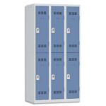 PIERRE HENRY Vestiaire 2 Cases + 3 Colonnes - Dimensions : L90 x H180 x P50 cm Gris perle Bleu