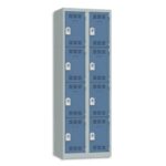 PIERRE HENRY Vestiaire 4 Cases + 2 Colonnes - Dimensions : L60 x H180 x P50 cm Gris perle Bleu
