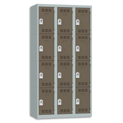 126796_d1-1.jpg PIERRE HENRY Vestiaire 4 Cases + 3 Colonnes - Dimensions : L90 x H180 x P50 cm Gris perle basalte – Image 1