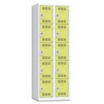 PIERRE HENRY Vestiaire 5 Cases + 2 Colonnes - Dimensions : L60 x H180 x P50 cm Gris perle anis