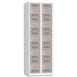 PIERRE HENRY Vestiaire 5 Cases + 2 Colonnes - Dimensions : L60 x H180 x P50 cm Gris perle basalte