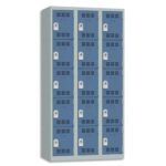 PIERRE HENRY Vestiaire 5 Cases + 3 Colonnes - Dimensions : L90 x H180 x P50 cm Gris perle Bleu