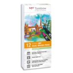 TOMBOW Set de 12 feutres-pinceau ABT Dual Brush Pen double assortis couleurs pastels, aquarellables