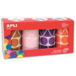APLI Lot de 4 rouleaux de gommettes motifs et couleur assortis : carré, triangle, rectangle, rond
