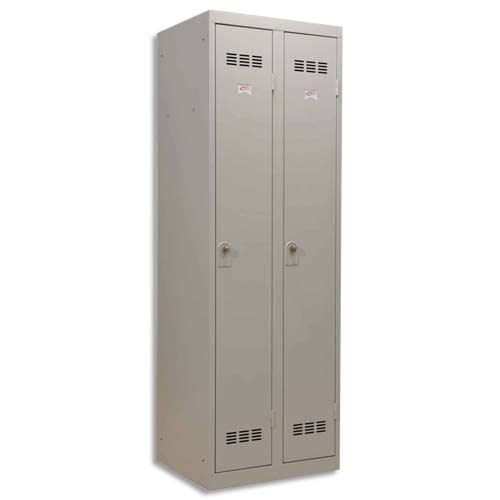 132912_d1-1.jpg PIERRE HENRY Vestiaire métal industrie propre 2 casiers largeur 60 cm Gris perle – Image 1