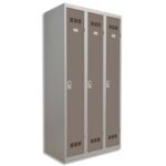 PIERRE HENRY Vestiaire métal industrie propre 3 casiers largeur 90 cm Gris perle basalte