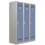 PIERRE HENRY Vestiaire métal industrie sale 3 casiers largeur 120 cm Gris perle Bleu