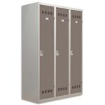 PIERRE HENRY Vestiaire métal industrie sale 3 casiers largeur 120 cm Gris perle basalte