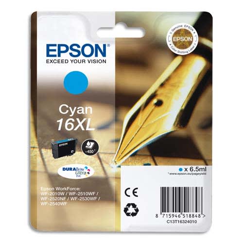 133664_d1-1.jpg EPSON Cartouche Jet d'Encre DURABrite Ultra Cyan XL ''Stylo à plume'' 16 (T1632) - C13T16324012 – Image 1