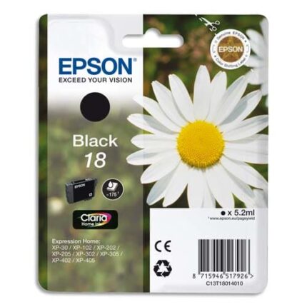 EPSON Cartouche Jet d'Encre Claria Home Noir ''Pâquerette'' 18 (T1801) - C13T18014012
