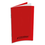 CONQUERANT C9 Carnet 90g, 9x14, 96 pages quadrillées 5x5, agrafé, couverture polypro Rouge