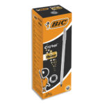 BIC Stylo bille Cristal Original Shine. Corps argent. Pointe moyenne 1mm. Encre noire