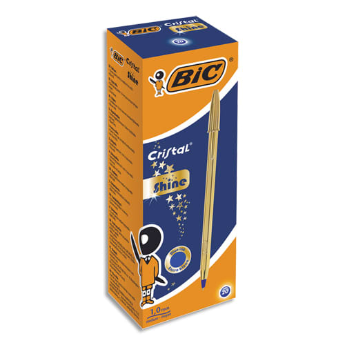 134493_d1.jpg BIC Stylo bille Cristal Original Shine. Corps or. Pointe moyenne 1mm. Encre bleue – Image 1