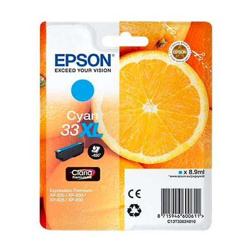 138439_d1-1.jpg EPSON Cartouche Jet d'Encre Claria Premium Cyan (XL) ''Oranges'' 33 (T3362) - C13T33624012 – Image 1