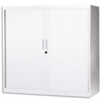 MT INTERNATIONAL Armoire basse monobloc Corps et Rideau Blanc - Dimensions : L100 x H105 x P43 cm