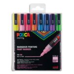 POSCA Coffret de 8 marqueurs peinture pailletés, pointe fine, couleurs assorties