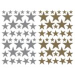 MAILDOR Sachet de 4 planches 10,5x16cm, 152 gommettes Initial étoile couleurs or/argent assorties