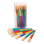 O'COLOR Boîte de 30 brosses rondes maternelle en soie de porc, longueur 18,2cm sortie de poils 32 mm