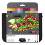 WINSOR & NEWTON Trousse 24 marqueurs double pointe PROMARKER. A base d'alcool. Tons assortis