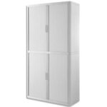 EASYOFFICE Armoire démontable corps en PS teinté et rideau Blanc - Dim L110x H204x P41,5 cm