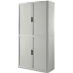 EASYOFFICE Armoire démontable corps en PS teinté et rideau Gris - Dim L110x H204x P41,5 cm