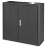 EASYOFFICE Armoire démontable corps en PS teinté et rideau Anthracite - Dim L110xH104xP41,5 cm